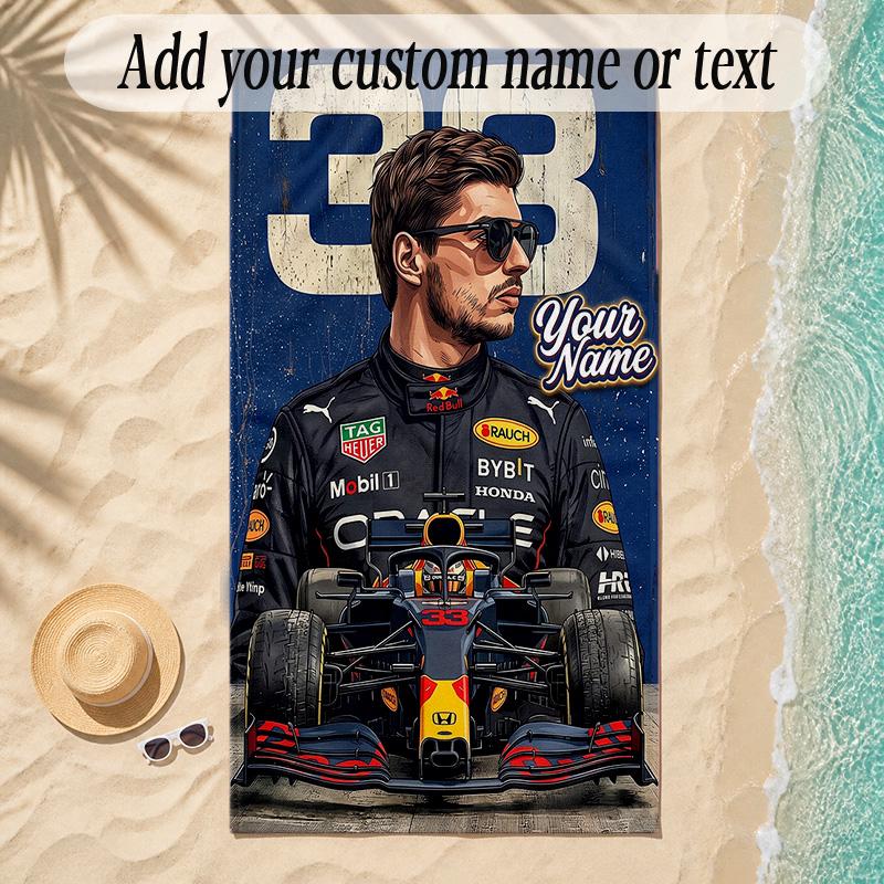 Beach TowelMax Verstappen Custom Name Text Personalized Soft Towel for Beach Pool Indoor Home Decor Gift