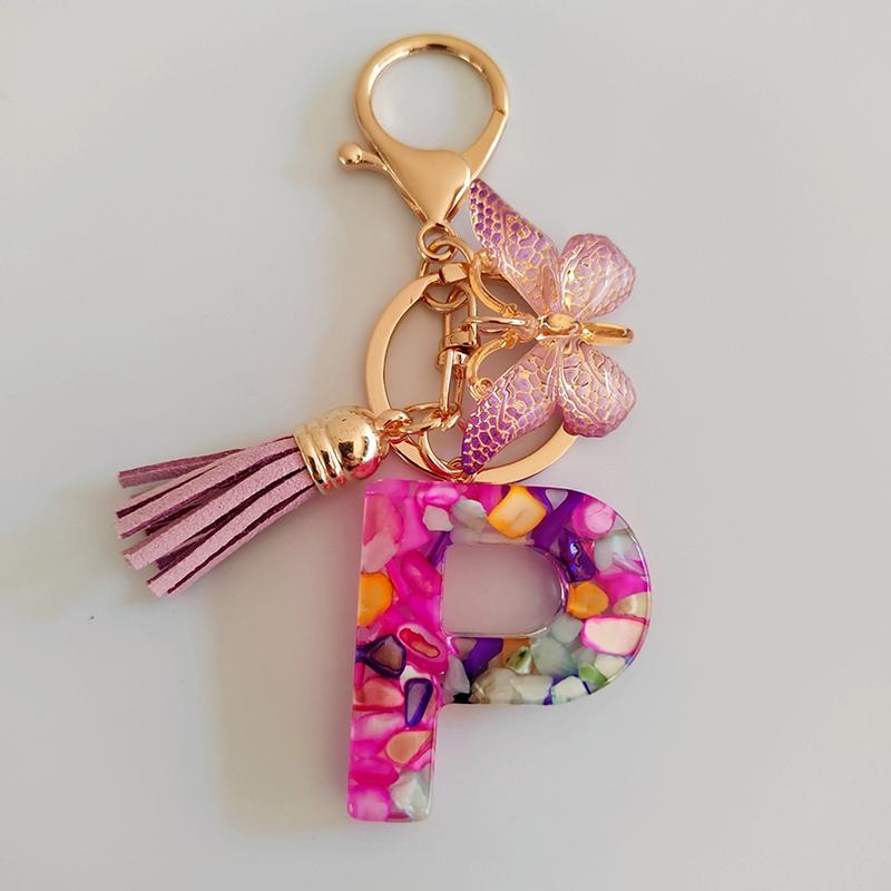 

Брелок с буквами AZ, фиолетовая бабочка, кисточка, инициалы, буквы, брелок для женской сумки, подвеска, украшение для ключей, подарки для пары P