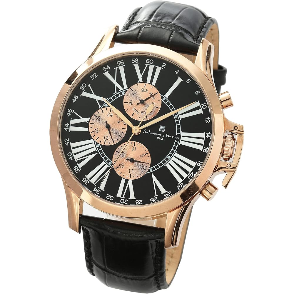 Salvatore Marra Men s Quartz Analog Watch Black Leather Strap Casual Business with Watch Cloth