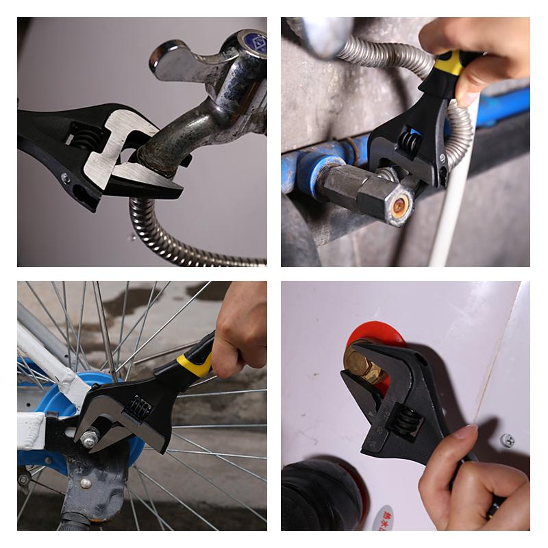 6-12 Inch Adjustable Wrench Wide Jaw Opening Wrench with Rubber Anti-slip grip for Automotive Plumbing and Household Repairs