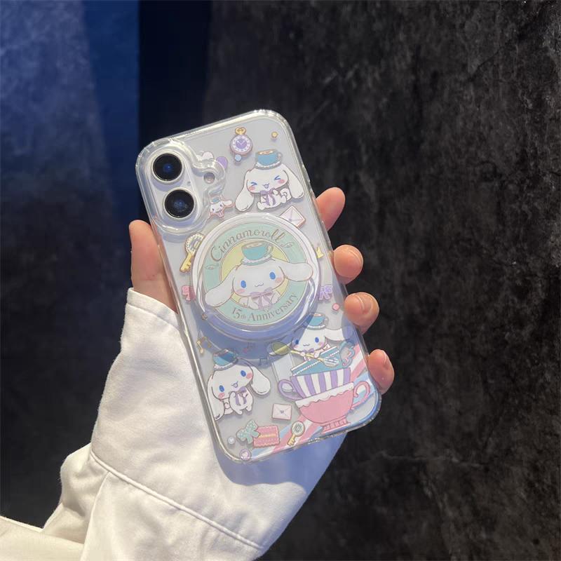Wireless Charging Melody Hello Kitty Holder Casing For Samsung Galaxy S25 Ultra S24 S23 S22 S21 Plus Ultra S23 FE Phone Case