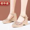Damen Sandalen Sommer 2025 Schnallenriemen Superhoher Absatz Plateau Keilabsatz Sandalen Mode Neu Elegant Luxus Damenschuhe