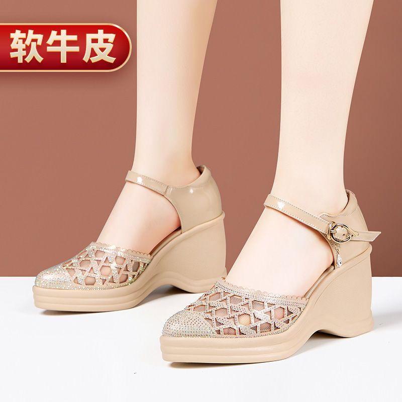 Damen Sandalen Sommer 2025 Schnallenriemen Superhoher Absatz Plateau Keilabsatz Sandalen Mode Neu Elegant Luxus Damenschuhe