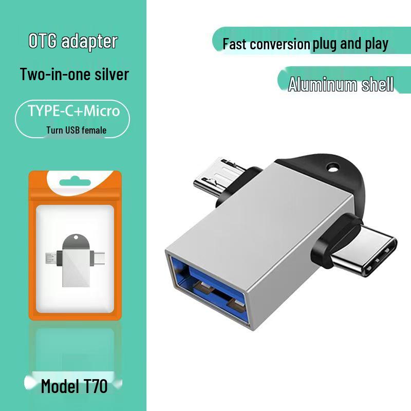 

OTG 3-in-1 Adapter for Apple & Android: Connect USB Flash Drives & Keyboards, Multifunctional Type-C.