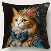1pc of Pillowcase, Luxurious French Rococo Style Cat Art Cushion Cover, Made of Soft And Smooth Polyester Short Plush Fabric, Featuring a Single-Sided