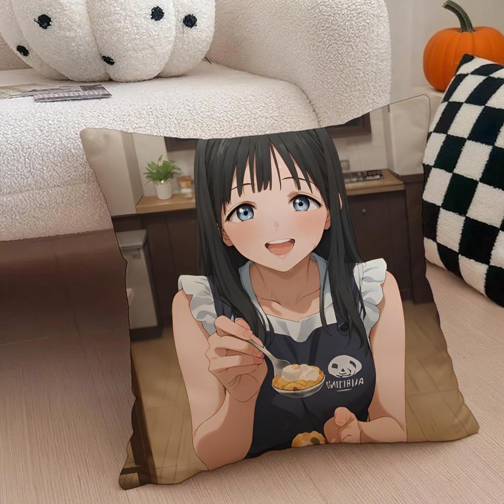 Anime Cartoon TTomorrows My GirlG Cushion Cover Throw Pillow Cover Hidden Button Durable Polyester Chair Cushion