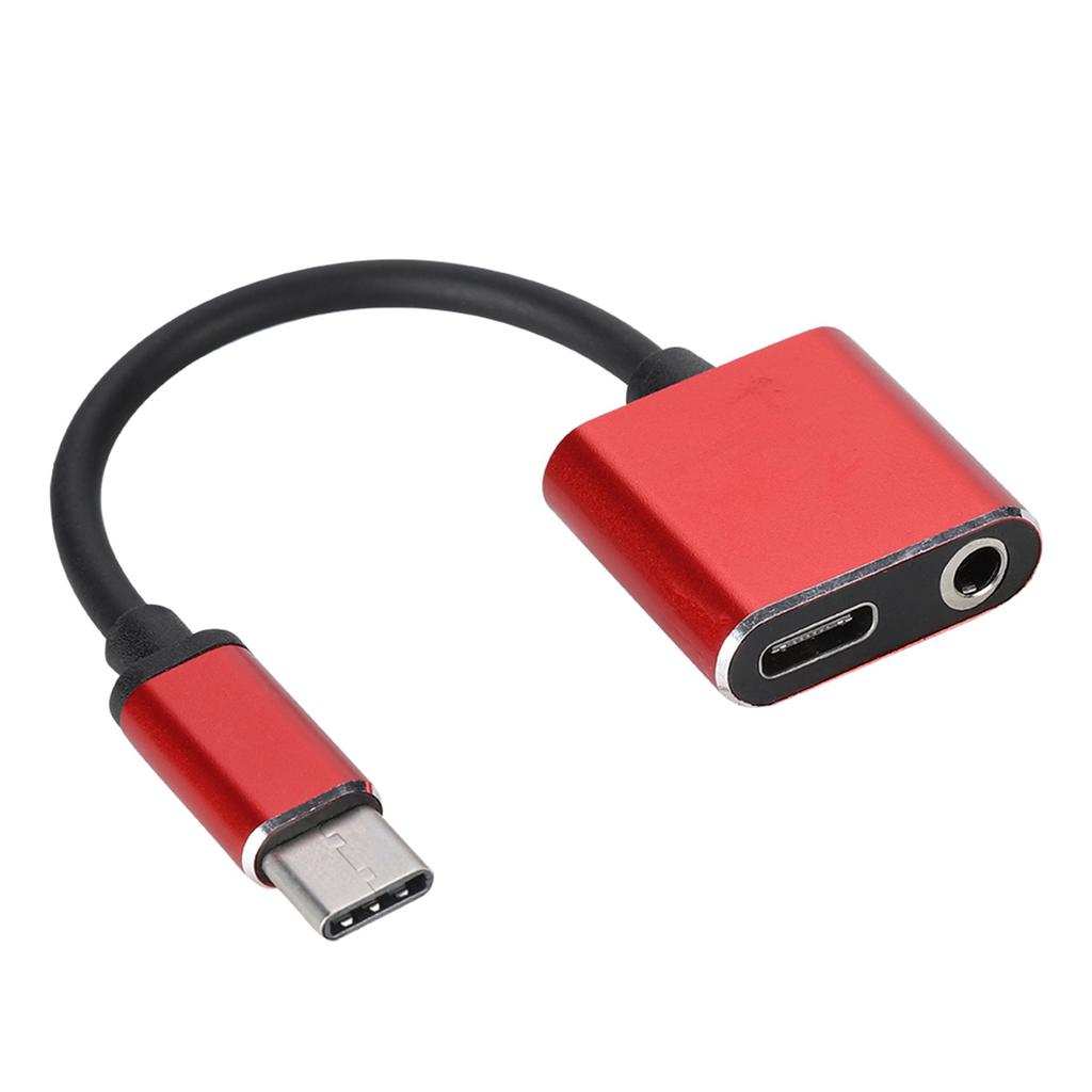 2 in 1 3.5mm Type C o Adapter Converter o Headphone Adapter(Red)