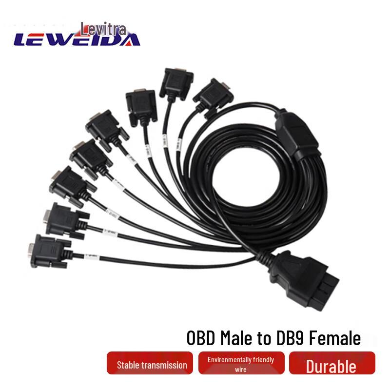 LEWEIDA OBD2 to 8 DB9 Female Serial RS232 Car Diagnostic Connector Cable