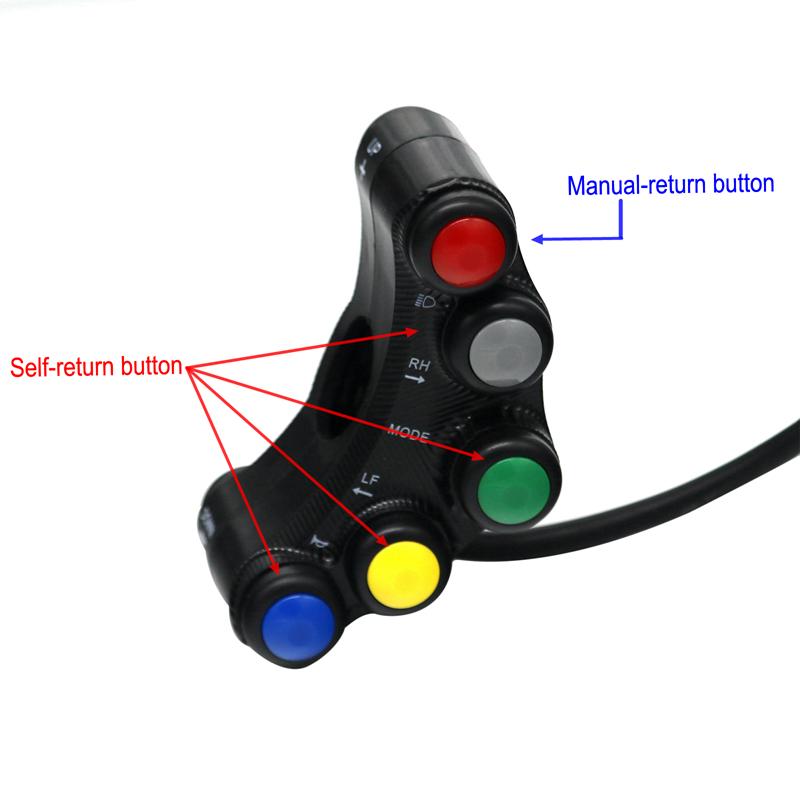 LMoDri 7 Function Buttons Motorcycle Switch 7/8" 22mm Handlebar Switches Headlight Hazard Brake Fog Lights ON-OFF ATV