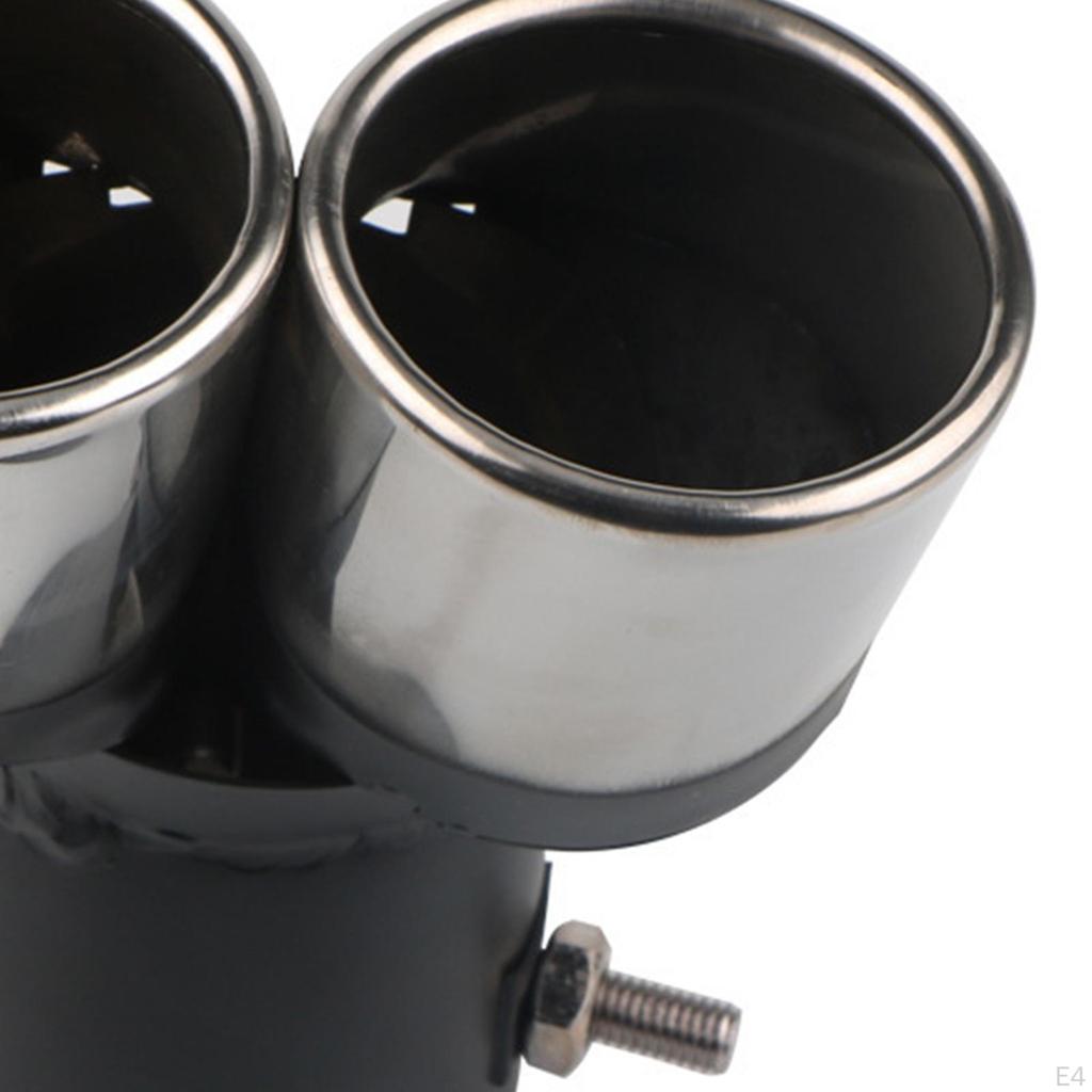Car Dual Exhaust Tip Tail Pipe Tailpipe Stainless Steel Premium Durable Curved Type Replace