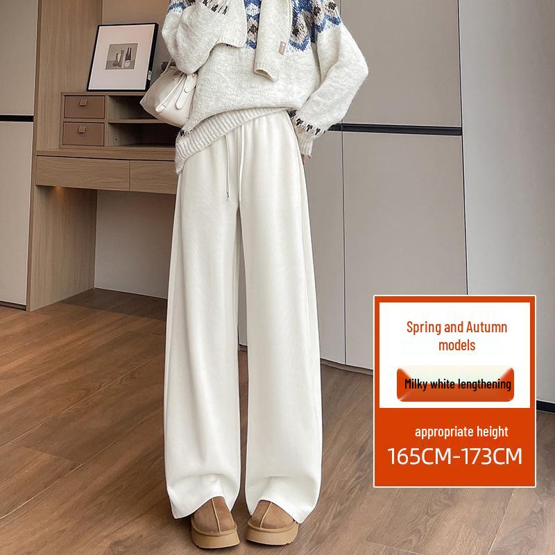 

2025 Women s Wide-Leg Knit Pants - Spring/Autumn, High Waist, Floor-Length, Slimming, Versatile, Casual XL