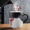 Color Change Mug with Heart Shape Handle, Coffee Milk Juice Cup Ceramic Heat Activated Mug, Creative Romantic Birthday Gifts