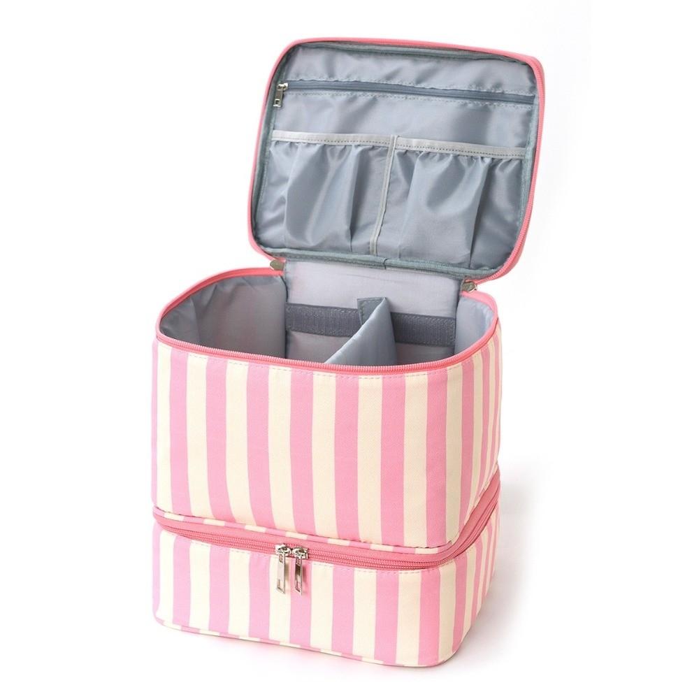 Nuova Borsa Organizzatore Smalti per Unghie a Doppio Strato 30 Scomparti Borsa Kit Cura Unghie Portatile Grande Capacità Borsa Trucco Strumento Cura Unghie