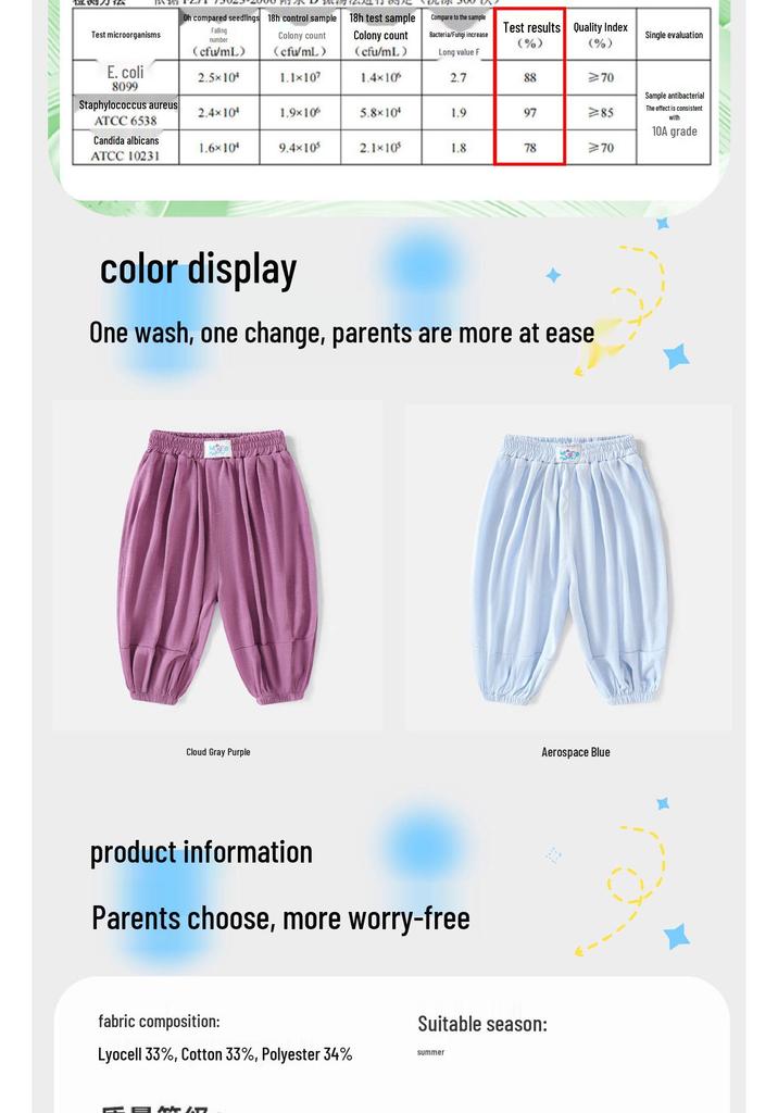 Girls' Mosquito-Repellent Lantern Pants - Spring & Summer Casual Long Pants for Kids