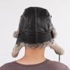 New Winter Men Natural Rabbit Fur Bomber Hat Genuine Sheepskin Leather Cap Men Outdoor Windproof Super Warm Rabbit Fur Caps