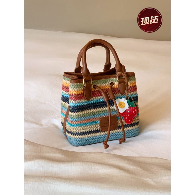 

South Style Chio2nd Rainbow Sucrier Bucket Bags Women s 2025 New Woven Bag Satchel Shoulder Messenger Bag Image color