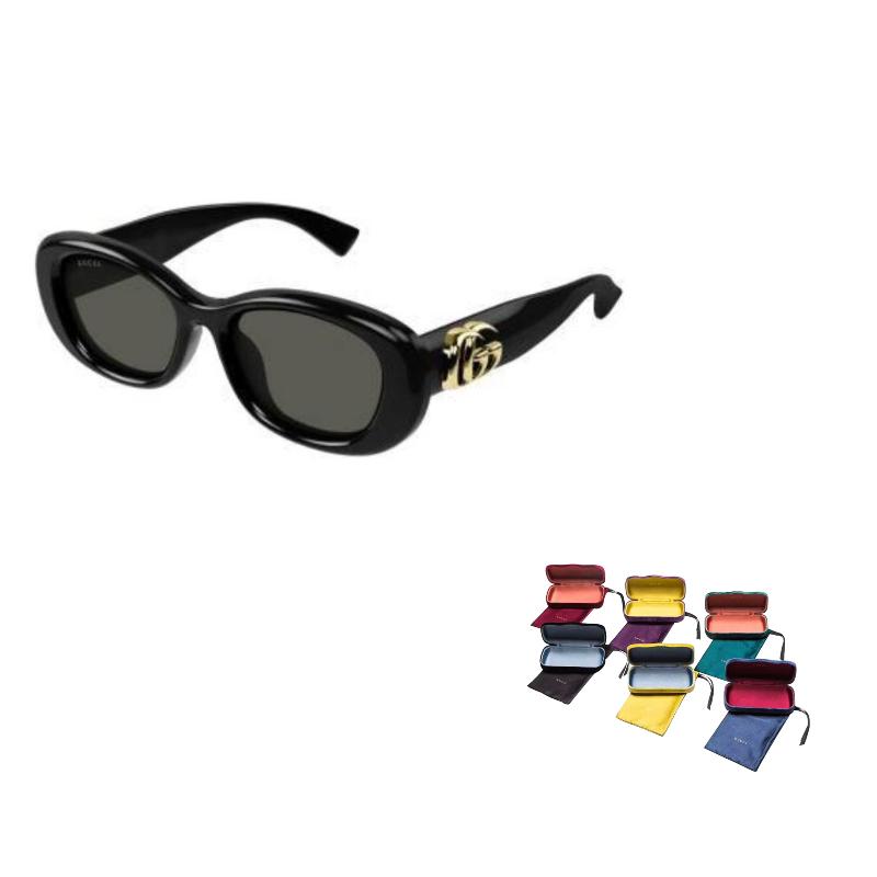 Gucci Logo Design Plastic Injection Oval Frame Sunglasses Women's Black