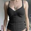European and American Style Sexy Lace Trim Spliced Camisole Tank Top with Deep V-Neck Solid Color Sleeveless Top for Women