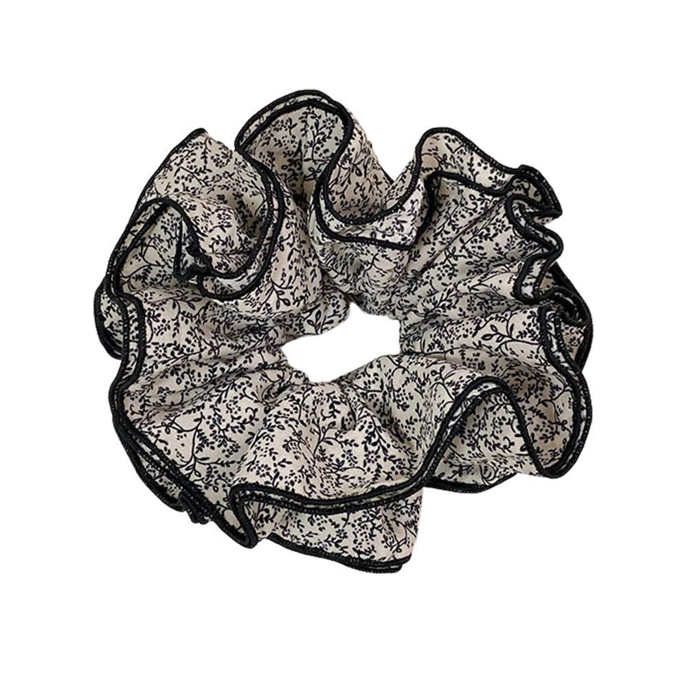 

Elegant Floral Hair Scrunchies Retro Ponytail Hair Ties Rope For Lady Girl Women Beige 1