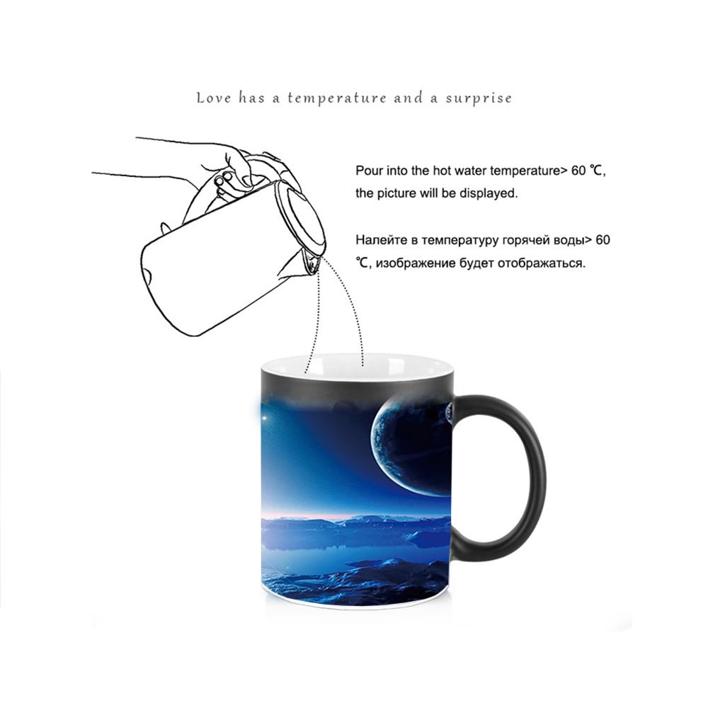 New Space Planet Heat Sensitive Mug BSKT-150 Color Change Mug Anime Funny Coffee Cups Breakfast Cup Sublimation Blanks Drinkware