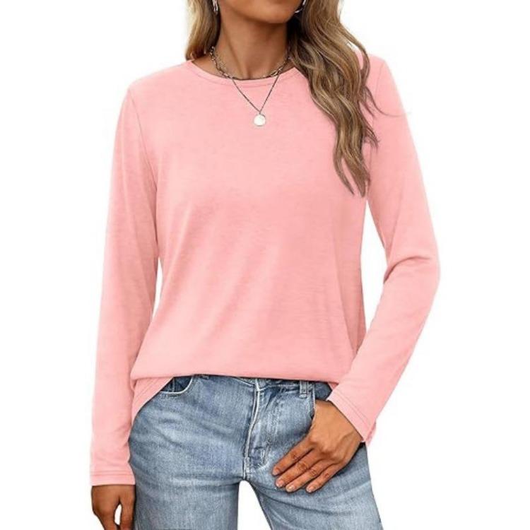 Casual Fashion Blouse Long Sleeve Round Neck Pullover Top Women