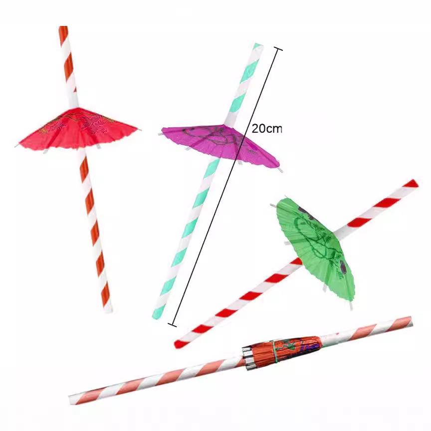 50 Pcs Hawaiian Paper Umbrella Straws for Party Decorations