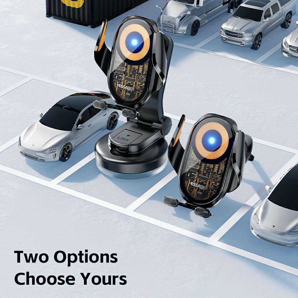 ESSAGER 15W Wireless Charger Car Mount Air Vent Clip Wireless Charger Stand 360° Rotation