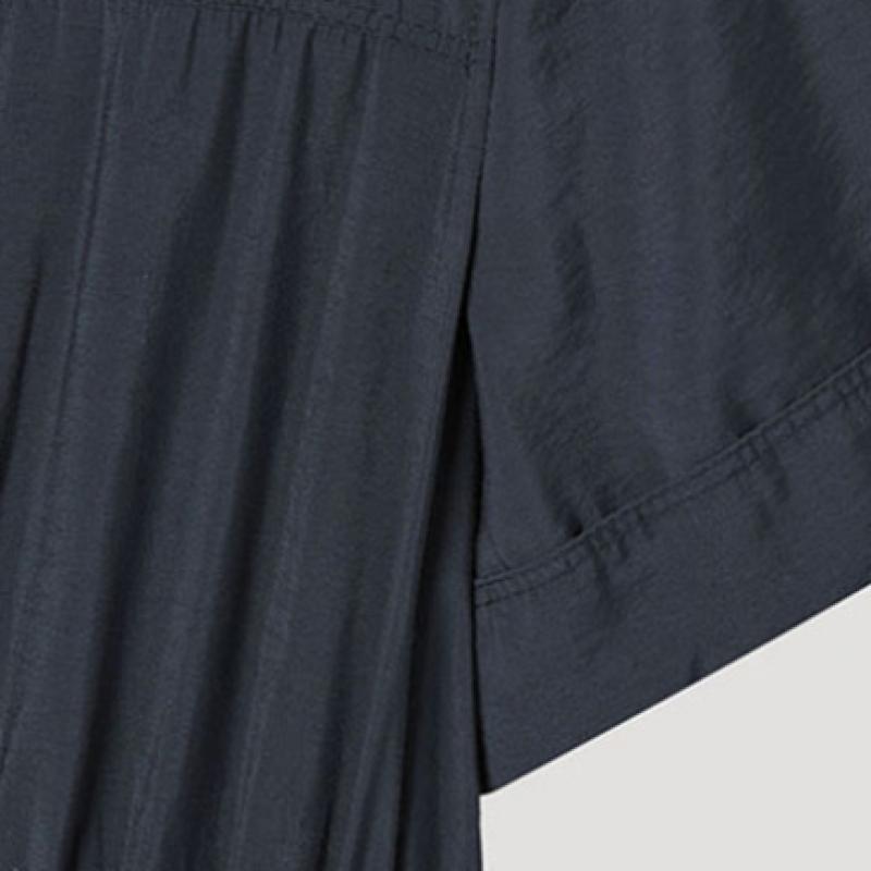 [She S miSS] Open Collar Shirring Long dreSS Swwopp22020