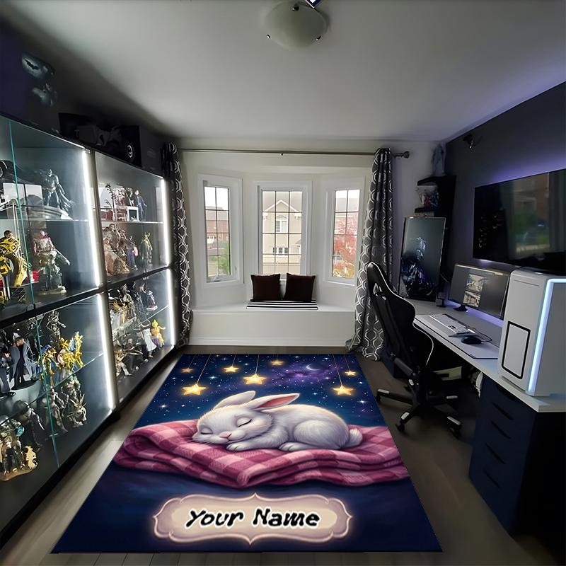 1PC Custom Name "Nighttime Dreamscape" Theme Floor Mat Ideal for Living Room, Game Rooms, Office, Bedroom,Floor Mat Playful Design