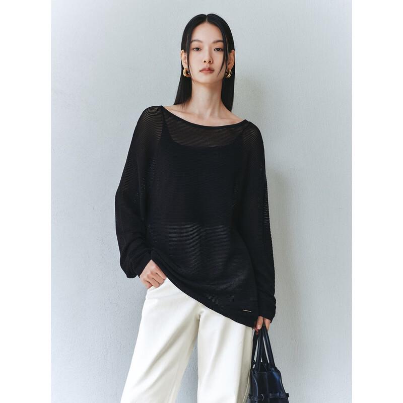 PEACEBIRD Women's Hollow Out Acetate Knit Top