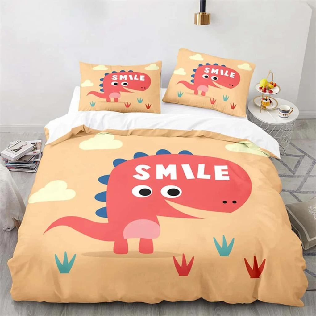 Desene animate dinozaur pilotă capac drăguț animal lenjerie de pat set twin pentru copii băieți fete decor microfibră pilotă capac cu fețe de pernă