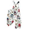 Women's Summer Suspender Jumpsuit with Retro Christmas Print and Non-Adjustable Straps
