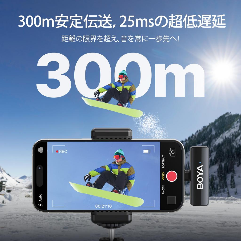 Boya 2 A1 Wireless Microphone Pin Microphone for Android iPhone Camera PC 2-Stage Noise Cancellation 300m Range 48kHz 24bit High-Sensitivity Clip-On