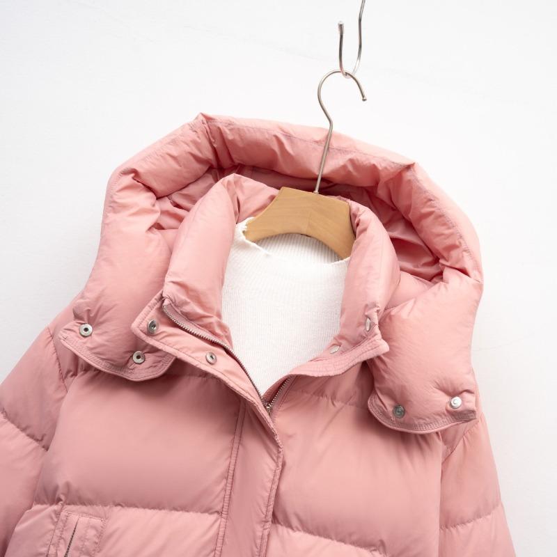 Women's Short Down Jacket - Winter Regular Fit Simple Hooded Compact Style Warm Puffer Coat