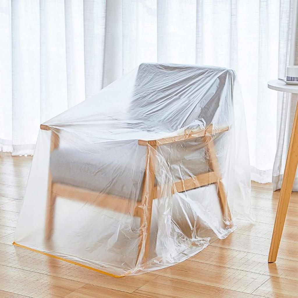 Pre-Taped Masking Film, Clear Plastic Sheeting Plastic Drop Cloths For Painting, Automotive Appliance, Plastic Sheeting Cove