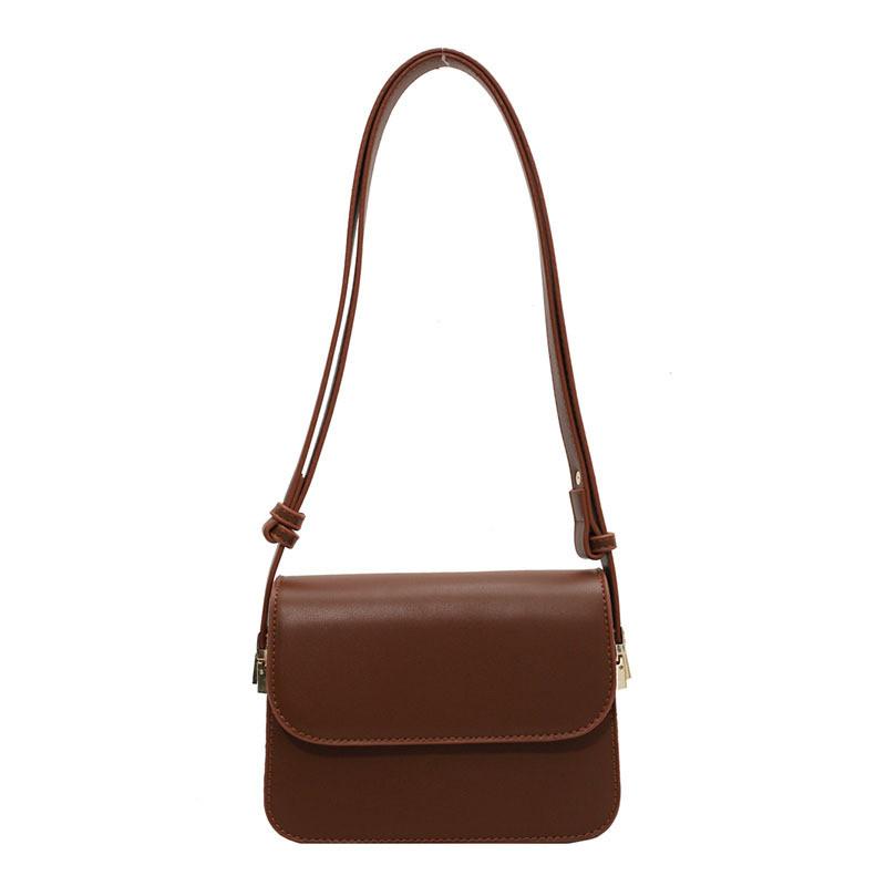 Urban Minimalist Small Shoulder Bag With Zipper Compartments For Casual Outings коричневый