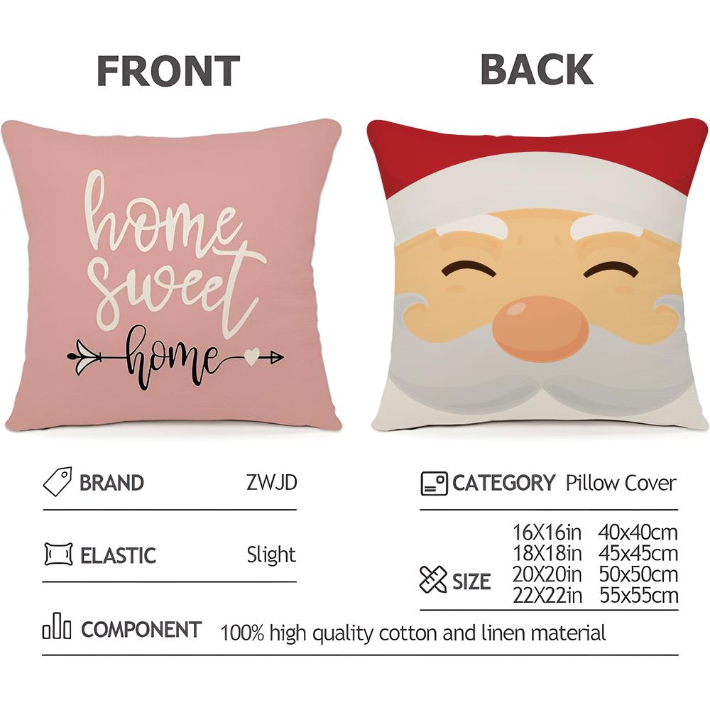 Christmas Elements Cushion Cover Household Decoration Linen Sofa Cushion Cover: Skin-Friendly & Breathable With Invisible Zipper