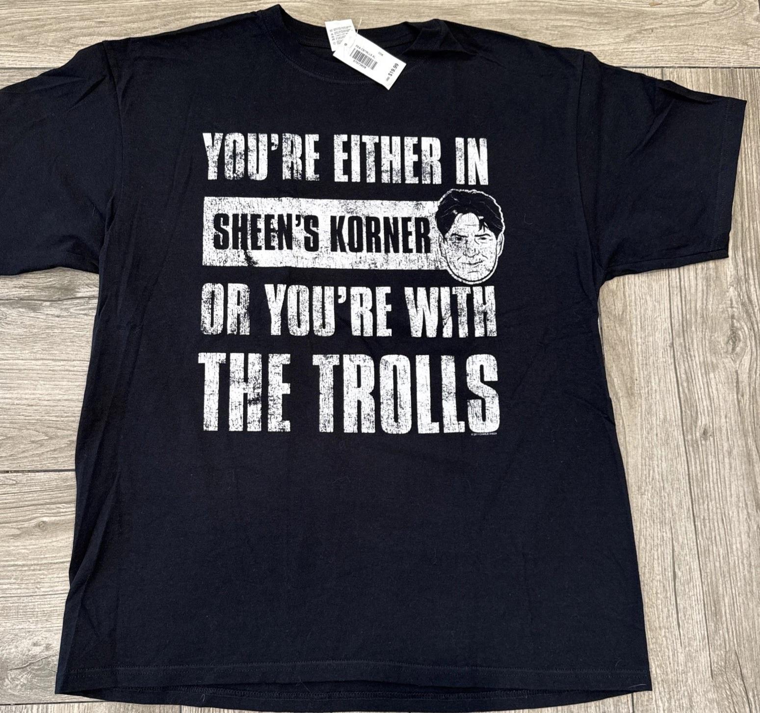 Charlie Sheen Either Sheen s Korner Or w/ Trolls T-Shirt Size XL New 2011 Stock M