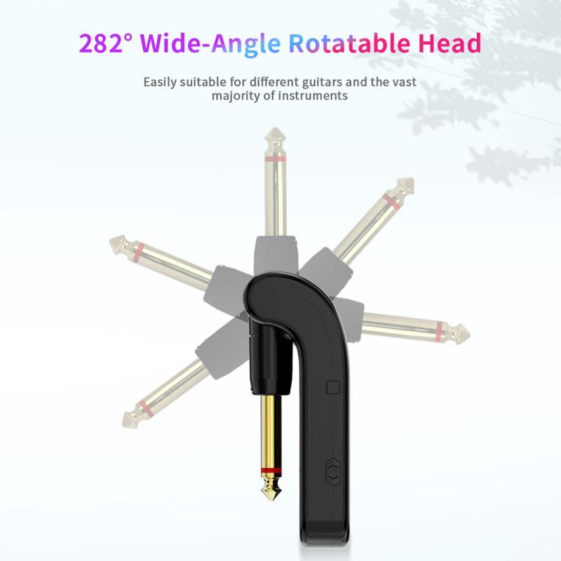 2.4G Wireless Guitar Transmitter Receiver Guitar System 48K/16bit Real-time Transmission 282 Degree Rotatable Plug for Guitars
