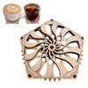 Kinetic Coaster Handmade Unique Pentagram Design Swivel Wooden Coasters Subtle Spiral Texture For Home/Office Decor Gifts