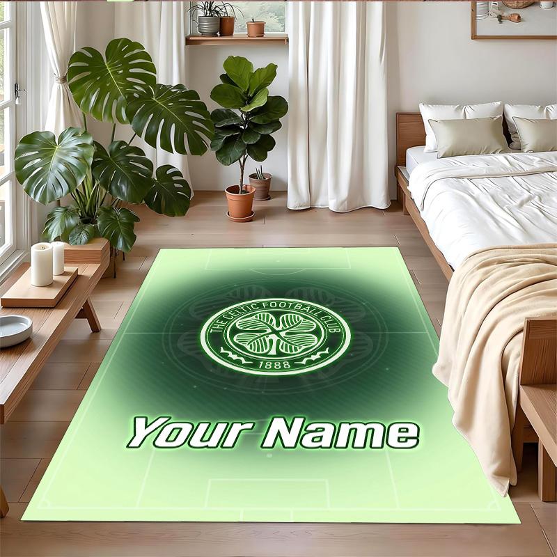 Crystal Velvet Rug Custom Name Text, Soft Non Slip Floor Mat Home DecorCeltic FC