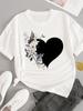 (Asian Size) trend love flower Short Sleeve T-shirts Women's Top T Female Print  Fashion O-neck Casual Clothing  Graphic Tee