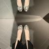 Shoes Square Head Extravagant Rhinestone Square Buckle Shallow Mouth Commuter Low Heel Single Shoes Women