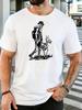Men Skeleton Man Walking Skeleton Dog Graphic Cotton Short Sleeve Tee Crew Neck Soft Male Summe