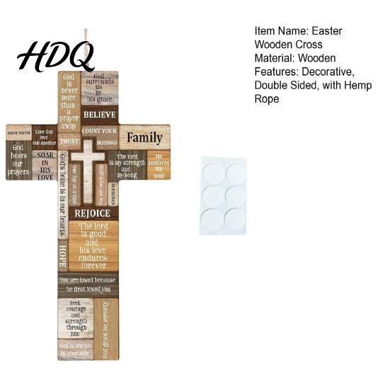 Spiritual Gift for Women Easter Wooden Cross Ornament Rustic Hanging Pendant with Hemp Rope Religious Keepsakes Wall Decor Home Decoration,