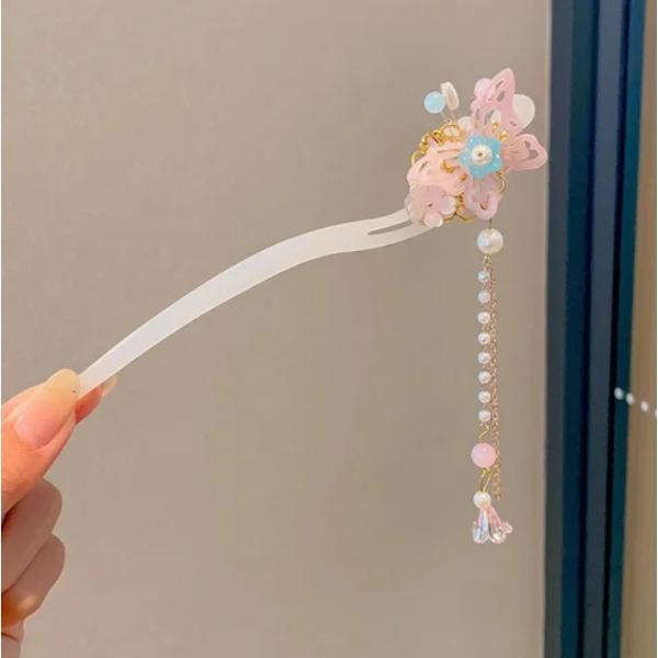 Horquilla de Flores de Lujo Ligero Para Mujer Estilo Chino Floral Mariposa Borla Palillo para el Cabello Elegante Joyería de Metal Horquilla Pinzas para el Cabello