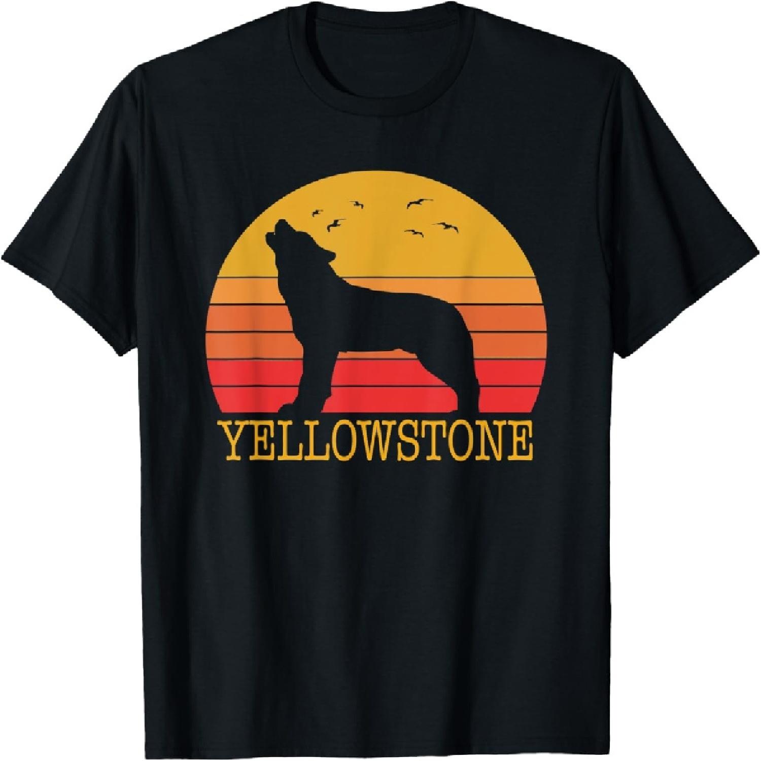 Vintage Yellowstone National Park Wolf Retro T-Shirt XXXXXL разноцветный