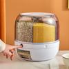 Food Grain Storage Container 6 Grid Rice Dispenser Rotatable Sealed Grain Food Storage Box Large