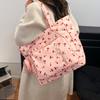 Fashion Cherry Print Nylon Shoulder Bag for Women Large Capacity Multi-Pocket Tote Handbag Versatile Outing College Bag