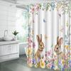 Spring Easter Bunny Shower Curtains Cute Rabbits Watercolor Flower Floral Butterfly Nature Happy Easter Holiday Fabric Bathroom Fabric Curtain with